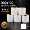 Termal Etiket 100 mm x 100 mm 5 Rulo