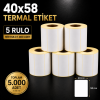 Termal Etiket 40 mm x 58 mm 5 Rulo