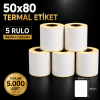 Termal Etiket 50 mm x 80 mm 5 Rulo
