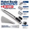 Maket Bıçağı Dar Metal Cep Tipi + 30 Adet Küçük Falçata Ucu