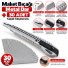 Maket Bıçağı Metal Dar + 30 Adet Küçük Falçata Ucu