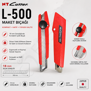 NT Cutter L-500 Marka 2 Yedek Bıçaklı Falçata