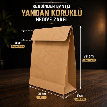 30+8+8x38+8 Kendinden Bantlı Yandan Körüklü Hediye Zarfı