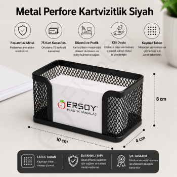 Metal Perfore Kartvizitlik Siyah