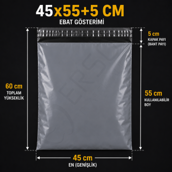 45x60 Kargo Poşeti Cepli Gri 1.000 Adet