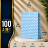 31x41+12 Kağıt Çanta Mavi Beyaz Puantiyeli 100 Adet
