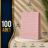 31x41+12 Kağıt Çanta Pembe Beyaz Puantiyeli 100 Adet