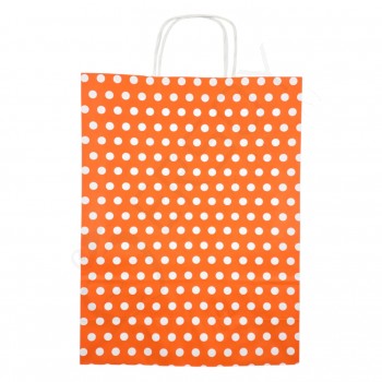 31*41+12 Kağıt Çanta Turuncu Beyaz Puantiyeli