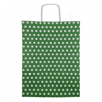 31*41+12 Kağıt Çanta Yeşil Beyaz Puantiyeli