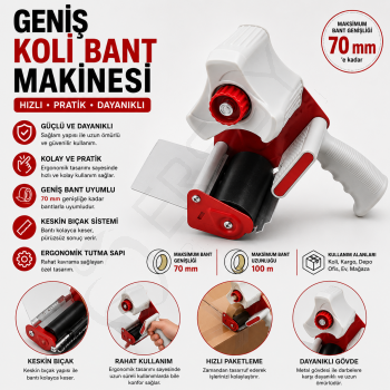 Geniş Koli Bant Makinesi + 10 Adet 66x50 Bant
