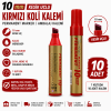 10 mm. Kırmızı Kalem 10 Adet