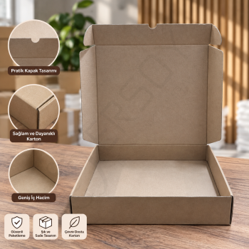 44x38x6 cm Kapaklı E-Ticaret Kargo Kutusu – 50 Adet