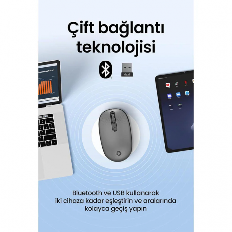 Daxi MX400 Prime Pro Wıreless Bluetooth Mouse (Gri) Daxi MX400 Prime Pro Wıreless Bluetooth Mouse (Gri)