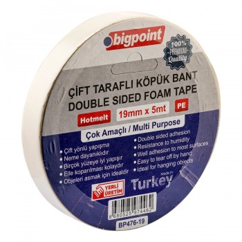 Çift Taraflı Köpük Bant 19mmx5m Çift Taraflı Köpük Bant 19mmx5m