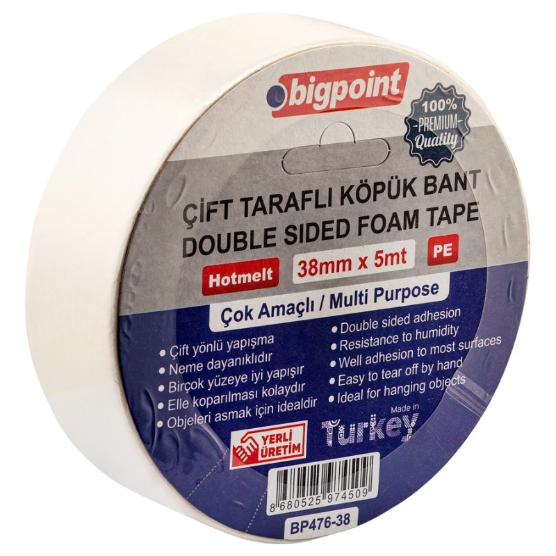 Çift Taraflı Köpük Bant 38mmx5m Çift Taraflı Köpük Bant 38mmx5m