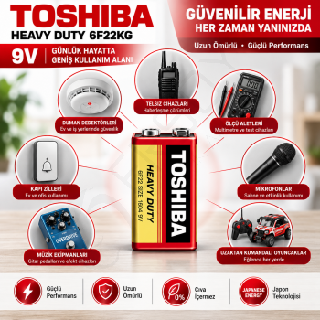 Toshıba 6F22KG 9 Volt Pil 5 Adet