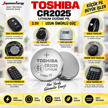 Toshiba CR 2025 Lithium Pil 5 Adet