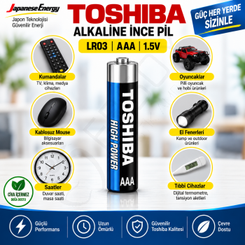 Toshiba LR03 Kartela Alkalin İnce Pil 10 Adet