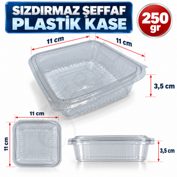 250 gr Sızdırmaz Şeffaf Plastik Kase 100 Adet