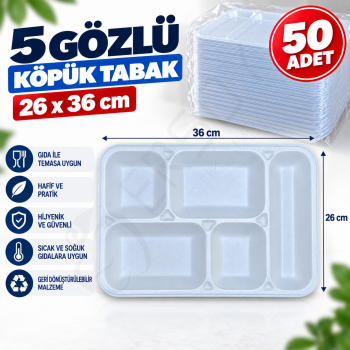 5 Gözlü Köpük Tabak 50 Adet