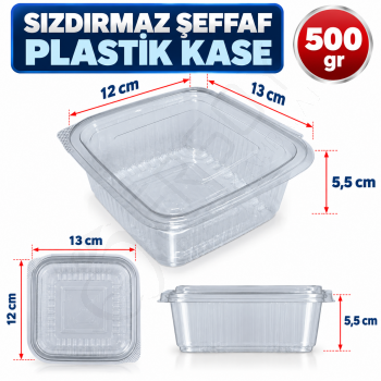500 gr Sızdırmaz Şeffaf Plastik Kase 100 Adet