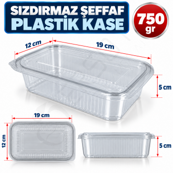 750 gr Sızdırmaz Şeffaf Plastik Kase 100 Adet