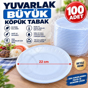 Yuvarlak Büyük Köpük Tabak 100 Adet