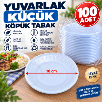 Yuvarlak Küçük Köpük Tabak 100 Adet