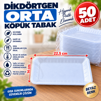 Dikdörtgen Orta Köpük Tabak 50 Adet