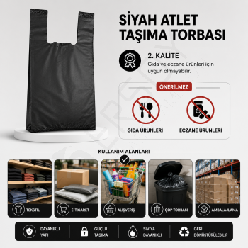 30x60 Siyah Atlet Poşet 25 Kg.