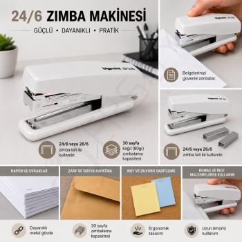 Zımba Makinesi 24/6 Beyaz