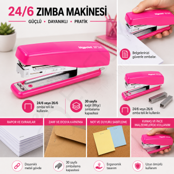 Zımba Makinesi 24/6 Pembe