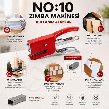 Zımba Makinesi No:10 Kırmızı