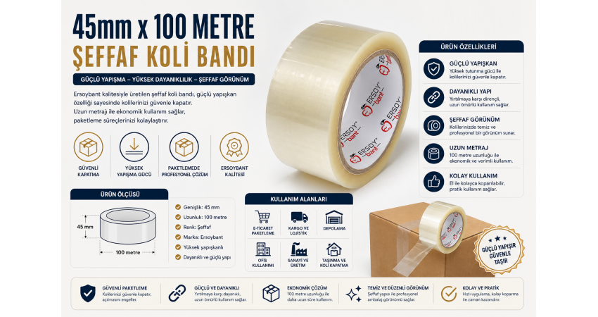 45mm x 100 Metre Şeffaf Koli Bandı Nedir?