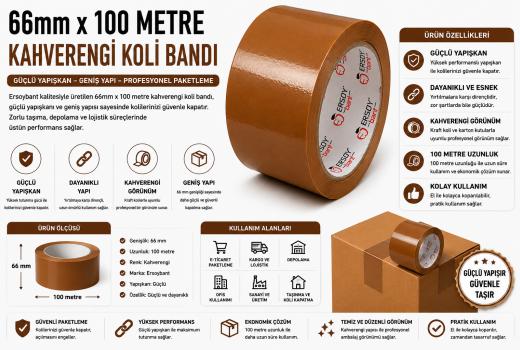 66mm x 100 Metre Kahverengi Koli Bandı Nedir?