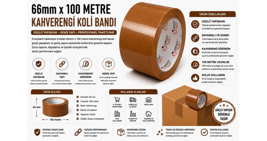 66mm x 100 Metre Kahverengi Koli Bandı Nedir?