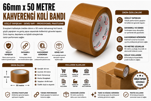 66mm x 50 Metre Kahverengi Koli Bandı Nedir?
