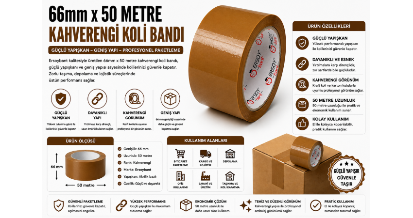 66mm x 50 Metre Kahverengi Koli Bandı Nedir?