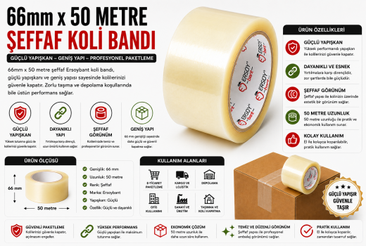 66mm x 50 Metre Şeffaf Koli Bandı Nedir?