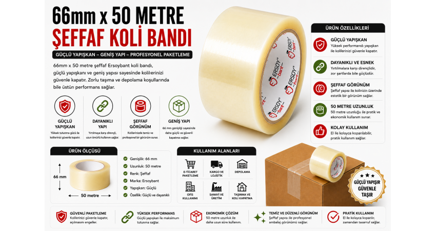 66mm x 50 Metre Şeffaf Koli Bandı Nedir?