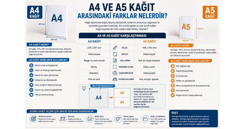 A4 ve A5 Kağıt Arasındaki Farklar Nelerdir?