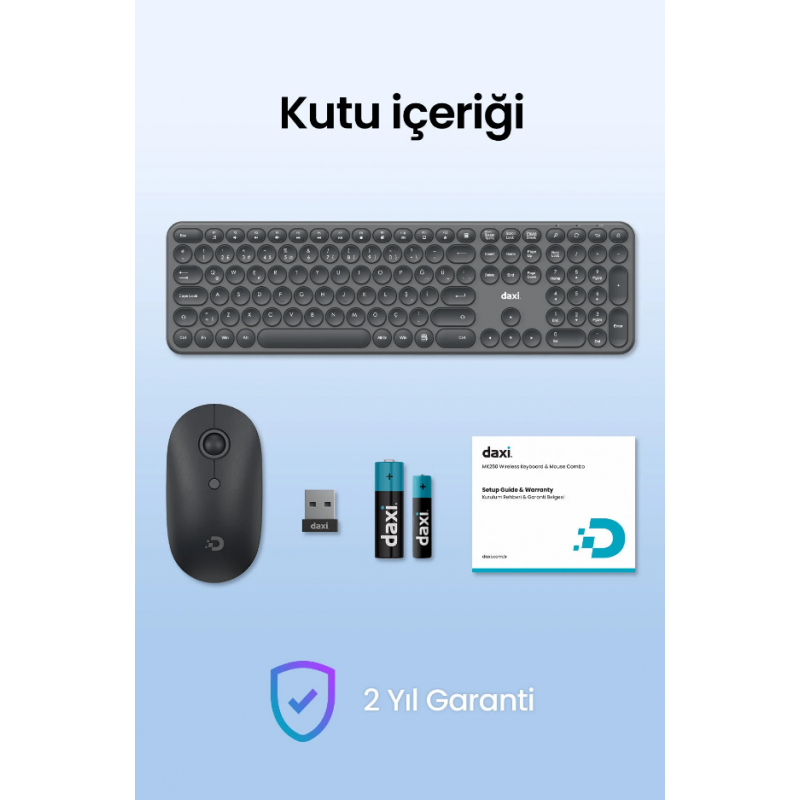 Daxi MK250 Elegance Combo Klavye + Mouse + Pil Daxi MK250 Elegance Combo Klavye + Mouse + Pil