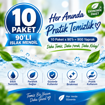 Aroma Terapi Kokulu Islak Mendil 90'lı 10 Paket