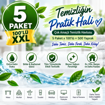 Ferahlatıcı Lavanta Kokulu Islak Temizlik Havlusu 100'lü 5 Paket